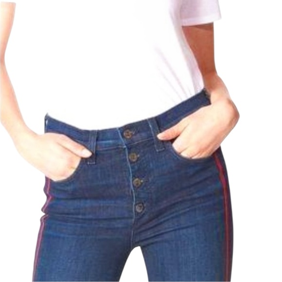 VERONICA BEARD Carolyn 10" Baby Boot Jeans Flare Crop Mid-Rise Stripe Size 25 - Picture 4 of 10